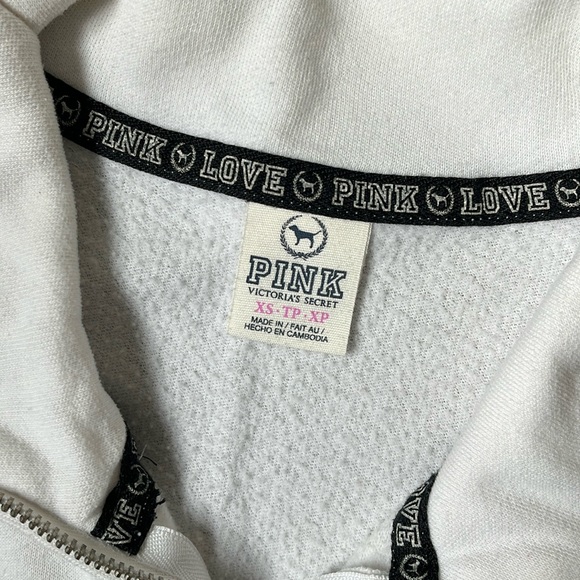 PINK Victoria’s Secret Logo Quarter-zip Pullover Sweater - White - Picture 4 of 9